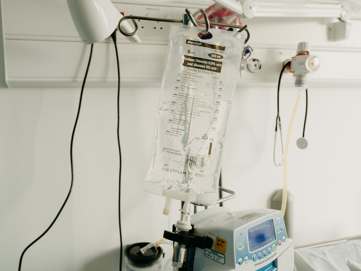 Hospital room with medical monitoring equipment